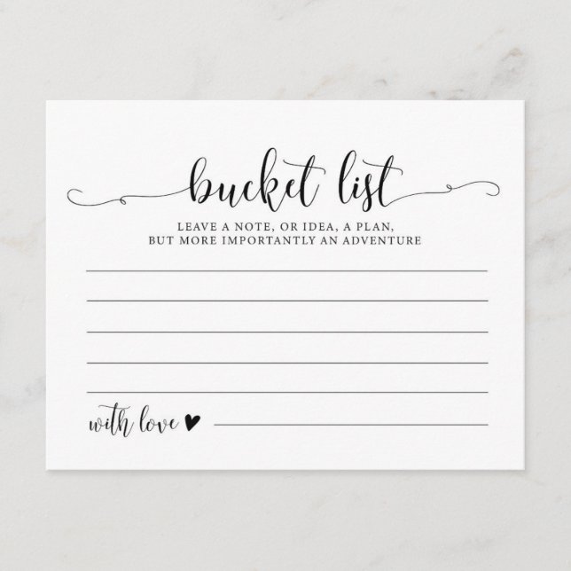 RusticWedding Bucket List Cards | Idee zur Liste d Begleitkarte (Vorderseite)