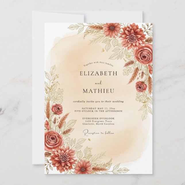 Rustige, erdige bohemische Hochzeit Einladung (Vorderseite)