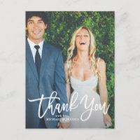 Rustige Handschrift-Foto-Hochzeit Danke