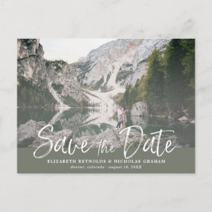 Rustige Handschrift-Foto-Save-the-Date-Karte Postkarte