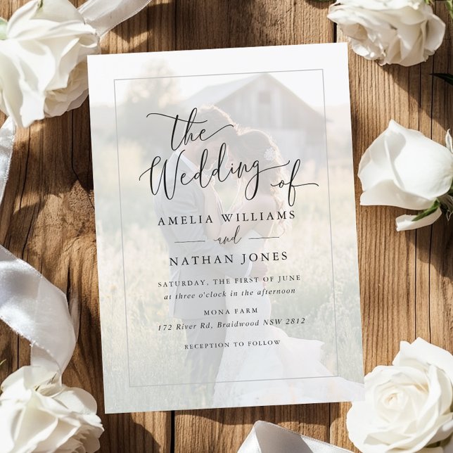 Rustige Schrift Foto-Hochzeit   Einladung (Von Creator hochgeladen)