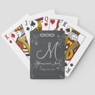 Rustige schwarze Kreide Tafel 3D-Monogramm Spielkarten