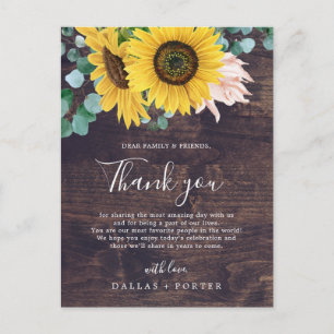 Rustige Sonnenblume Holz-Dankeskarte für die Hoc Postkarte