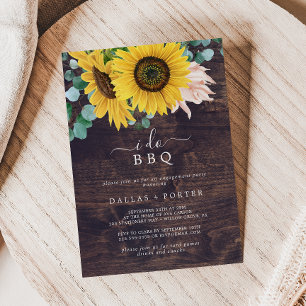 Rustige Sonnenblume Wood I Do BBQ Verlobungsfeie Einladung