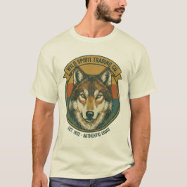 Rüstiger Wilder Geist Wolf Vintage-Abzeichen T-Shirt