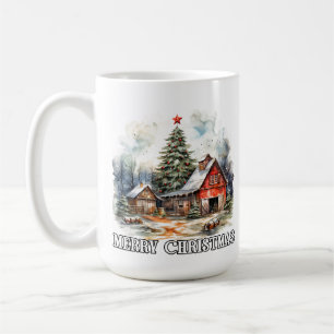 Rustiges Frohes Weihnachten Landhaus auf dem Lande Kaffeetasse