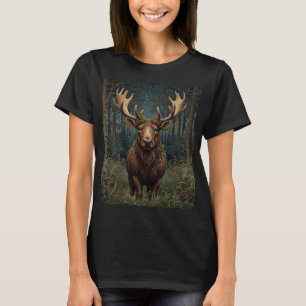 Rustiges Weihnachts-Elch-Hirsch-Boho-Wald  T-Shirt