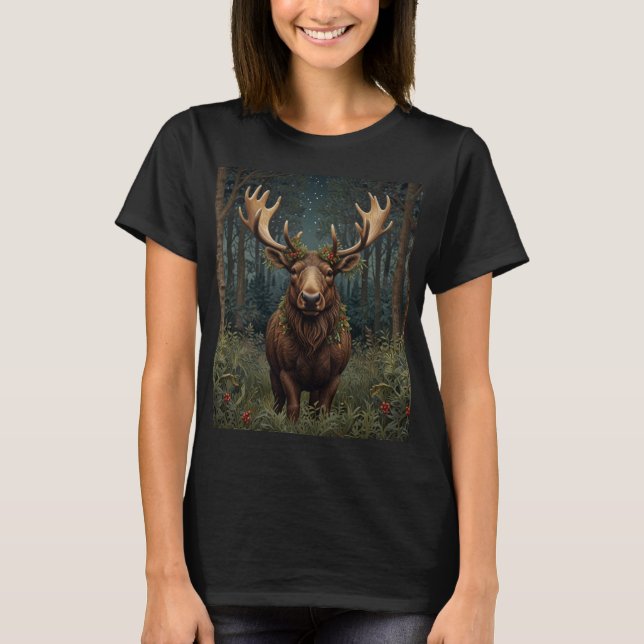 Rustiges Weihnachts-Elch-Hirsch-Boho-Wald  T-Shirt (Vorderseite)