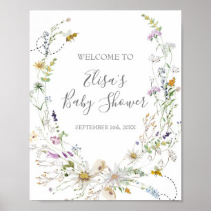 Rustiic Bee Wildblumen Baby Dusche Begrüßungszeich Poster
