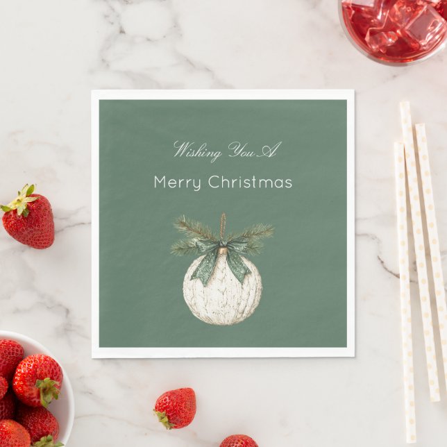 Rustik braun creme grün ornament weihnachten   serviette (Beispiel)