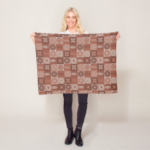 Rustik braune Jute Blumen Blätter Fleece-Decke Fleecedecke