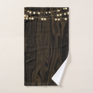 Rustik-braune whimsical Holz-Lichterkette Badhandtuch Set
