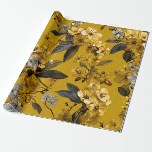 Rustik Gelb Botanisch Fette Vintage Boho Floral Geschenkpapier
