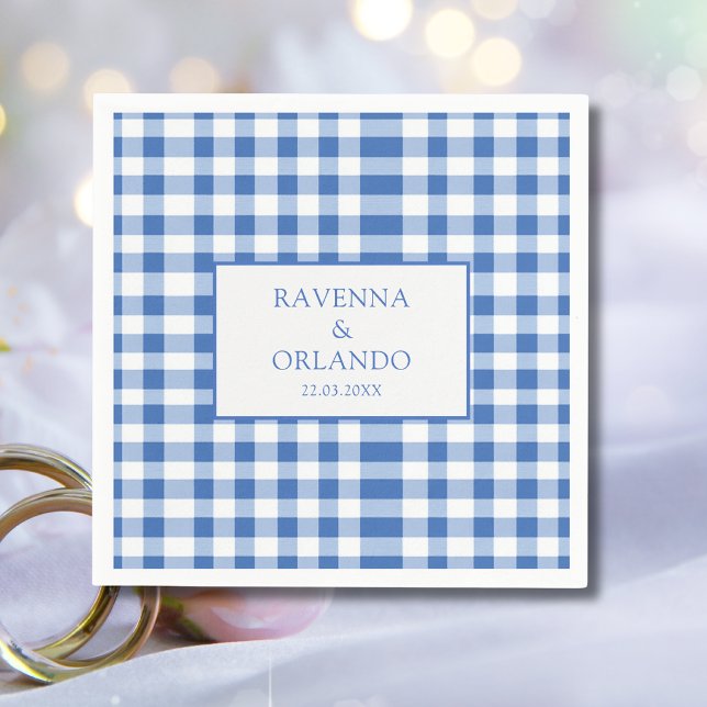 Rustik-karierte Babyblau-Gingham-Hochzeit Serviette (Von Creator hochgeladen)
