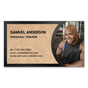 Rustik Kraft Fitness Personal Trainer Foto Magnetische Visitenkarte