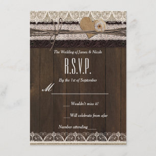 Rustik Land burlap Spitze & Holz RSVP Karte