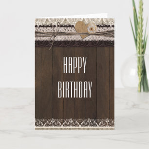 Rustik Land Jute-Spitze & Holz Klappkarte Karte