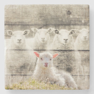 Rustik Schaf Baby Lamm Jute Steinuntersetzer
