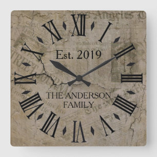 Rustik Vintage abgenutzt New York Times Wall St Quadratische Wanduhr