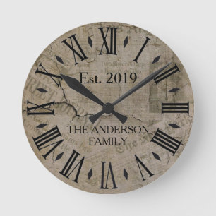 Rustik Vintage abgenutzt New York Times  Wall St Runde Wanduhr