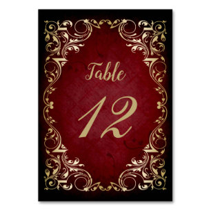 Rustik Vintage Rot Gold Tischnummer
