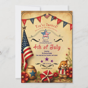 Rustikal 4. Juli Einladungskarte - Patriotic Einladung