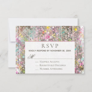 *~* Rustikal - Abgenutzt Regenbogen-Optik Holz mit RSVP Karte