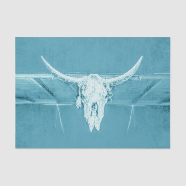 Rustikal Aquamarin Blue Girly Western Bull Cow Sku Seidenpapier (Vorderseite)