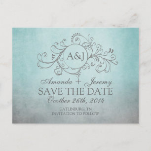 Rustikal Aquamarin und grau Ankündigungspostkarte