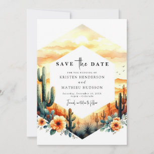 Rustikal bearbeitbare Kakteen Wedding Save The Date