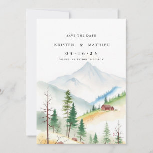 Rustikal bearbeitbarer Berg Save The Date