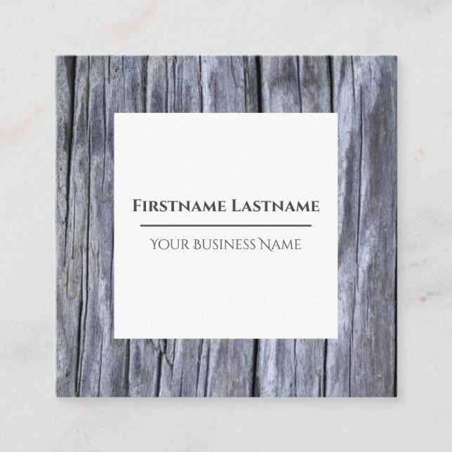 Rustikal bedrücktes graues Holzdesign Quadratische Visitenkarte (Vorderseite)
