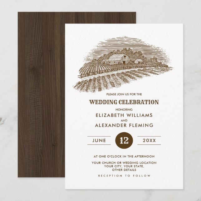 rustikal | Betrieb | Einladungen zur Hochzeit von  (Vorne/Hinten)