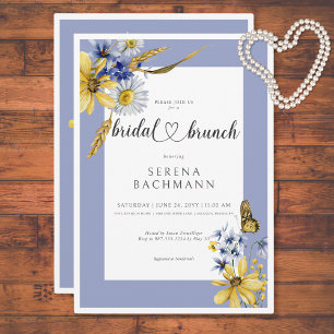 Rustikal Blau & Gelb Wildblumen Bridal Brunch Einladung