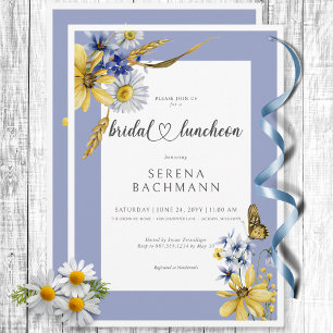 Rustikal Blau & Gelb Wildblumen Bridal Brunch Einladung