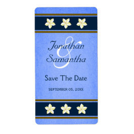 Rustikal blaue Blüten Save the Date Weinmarken Gro