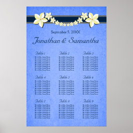 Rustikal blaue Blütenblume Hochzeit 9 Tischkarten Poster