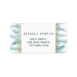 Rustikal-blaue Fichtenholzkiefer Blätter antworten Adressaufkleber