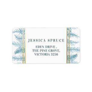 Rustikal-blaue Fichtenholzkiefer Blätter antworten Adressaufkleber