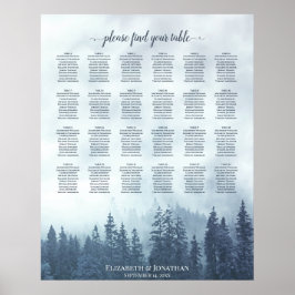 Rustikal blaue Pinien 24 Tafelübersicht Poster