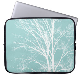 Rustikal blaue, weiße Baumzweige Laptopschutzhülle