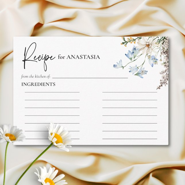 Rustikal Blaue Wildblumen & Milchdusche Rezept Begleitkarte (Von Creator hochgeladen)