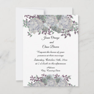 Rustikal blauer Hydrangea Hochzeit Einladung