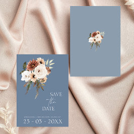 Rustikal blauer Pfirsichblütenhochzeit Das Datum s Save The Date
