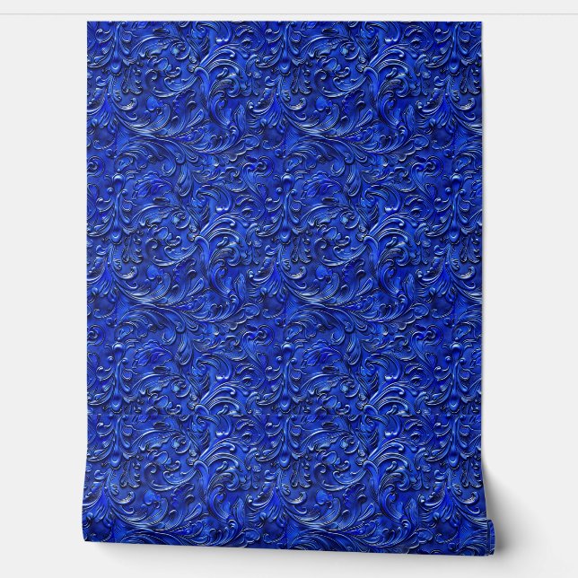 Rustikal-blaues Glattleder Tapete (Abrollen)