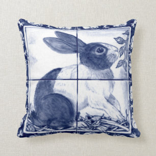 Rustikal Blue Dutch Rabbit Dedham Delft Cotattcore Kissen