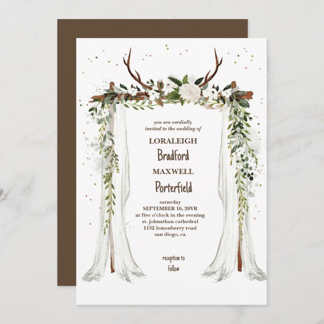 rustikal-böhmisch | Boho Canopy Wedding Einladung (Vorne/Hinten)