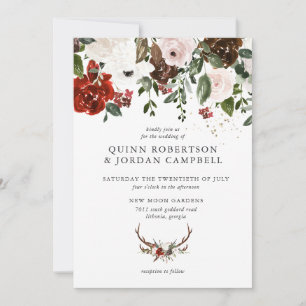 Rustikal   Boho Botanical Wedding Einladung