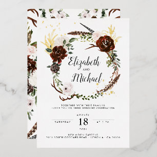 Rustikal   Boho Botanical Wedding Einladung