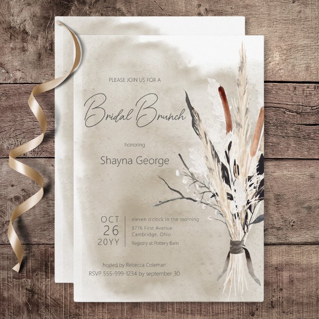 Rustikal Boho Bouquet Modern Bridal Brunch Einladung (Rustic Boho Bouquet Modern Bridal Brunch Invitation)
